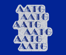 Load image into Gallery viewer, Repeating pattern of 'AATG' on a glitter background
