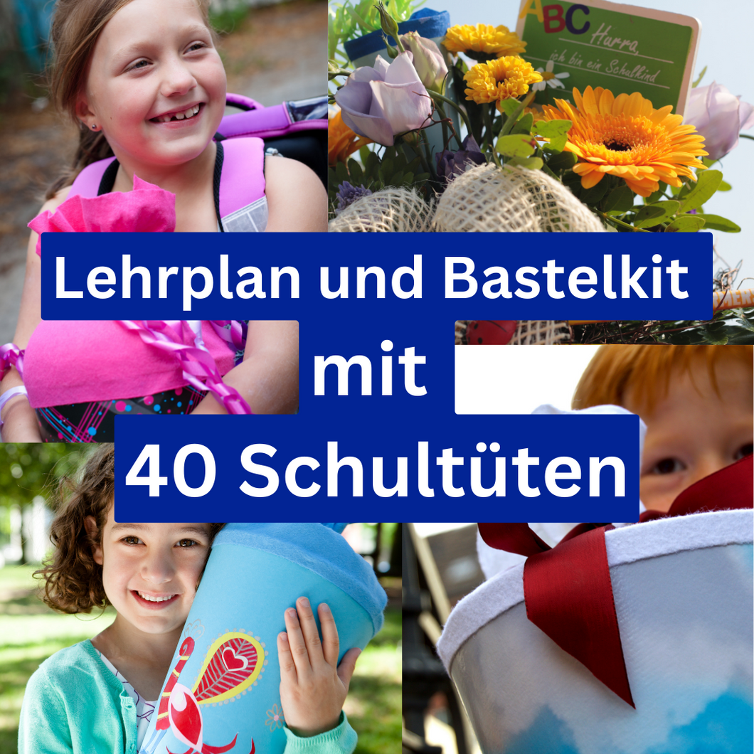 Die Schultüte - ein süßer Brauch: Bastelkit und Lehrplan (40 Schultüten)