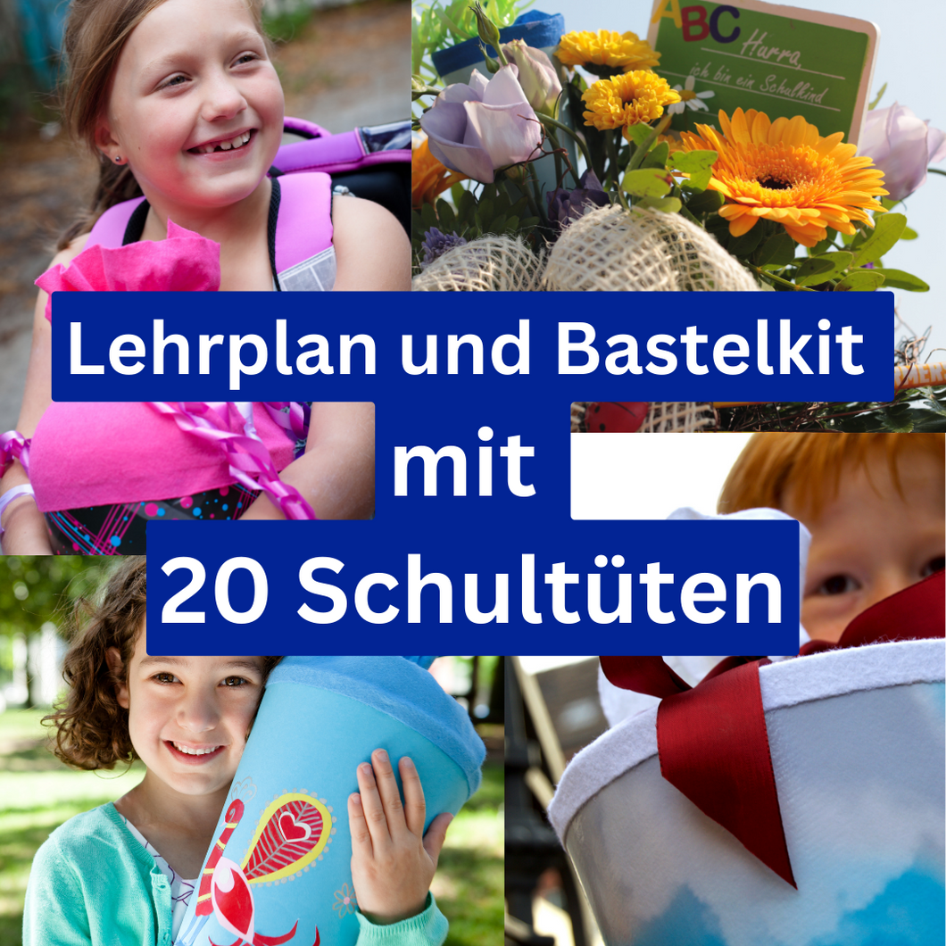 Die Schultüte - ein süßer Brauch: Bastelkit und Lehrplan (20 Schultüten)